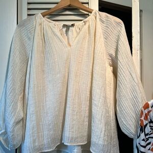 COS  blouse size 2 bellow sleeves, button v- neck, new with tag